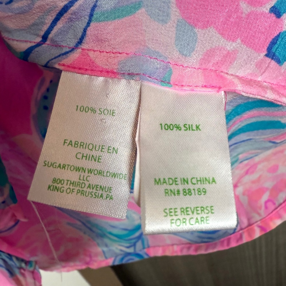 Lilly Pulitzer Elsa Silk Blouse Prosecco Pink Pinking Positive - Picture 14 of 14